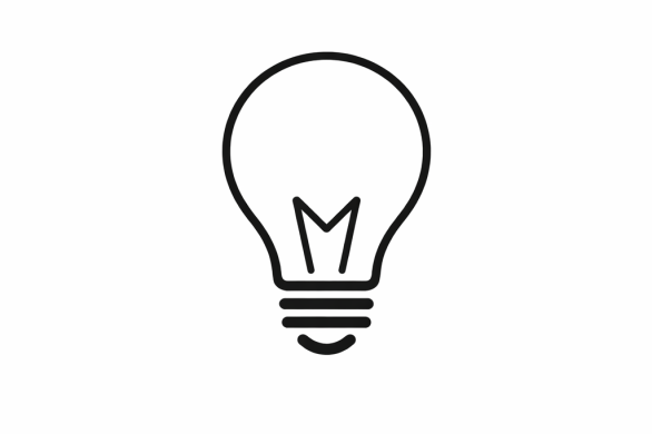 Black outline of a light bulb icon on a white background