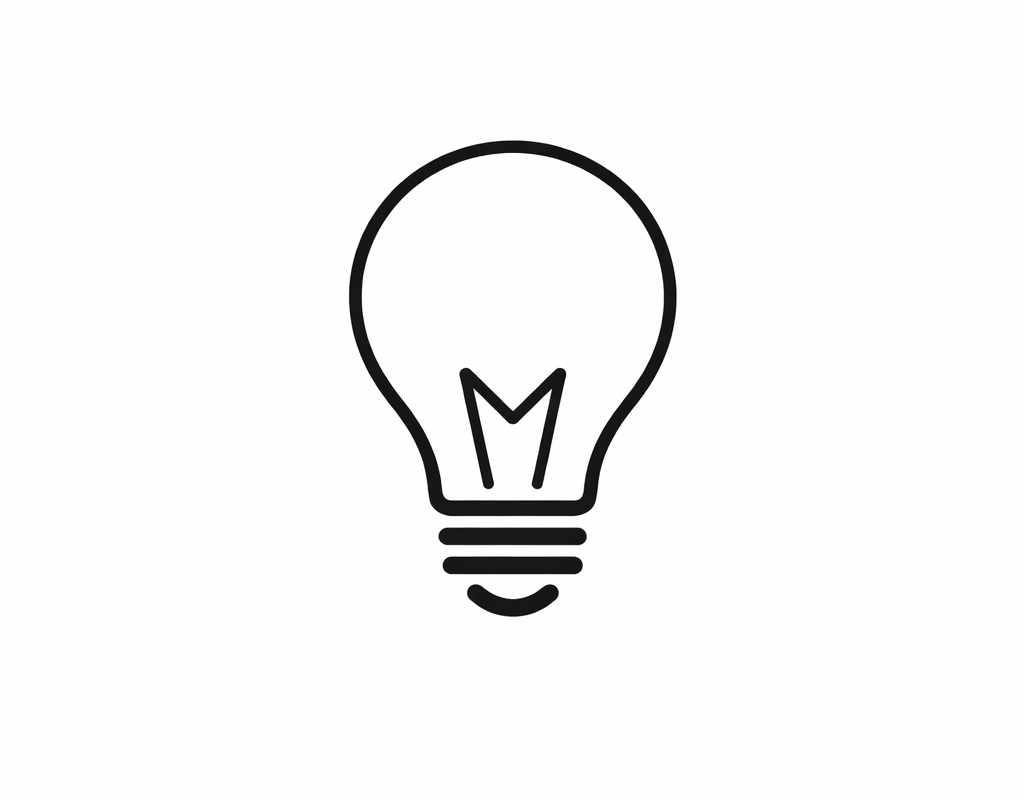 Black outline of a light bulb icon on a white background