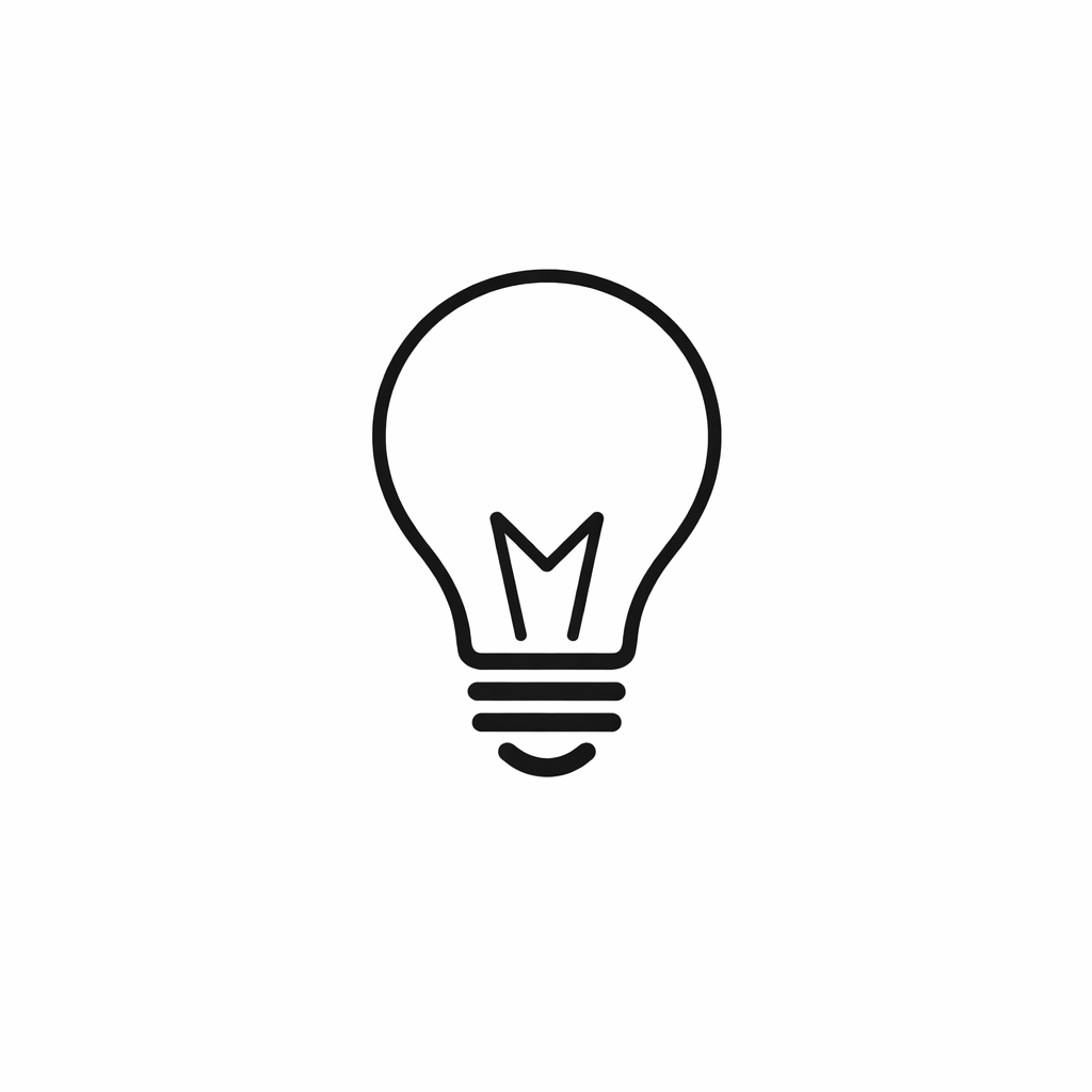 Black outline of a light bulb icon on a white background